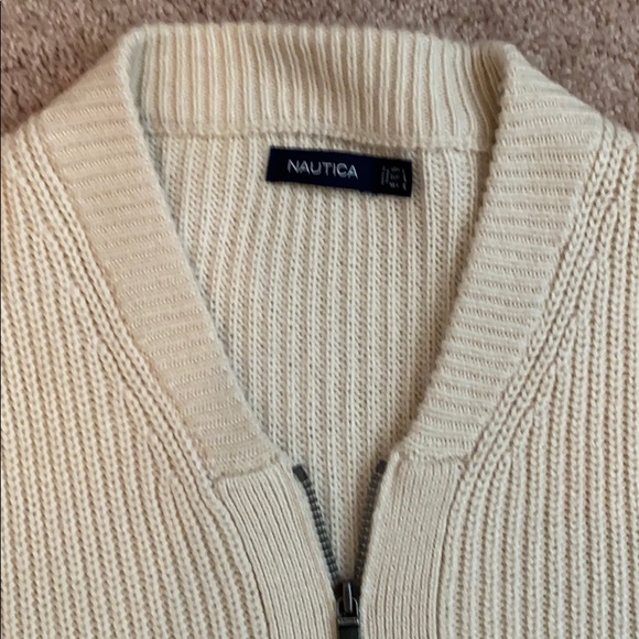 Nautica zip up sweater off white in color - Picture 2 of 6